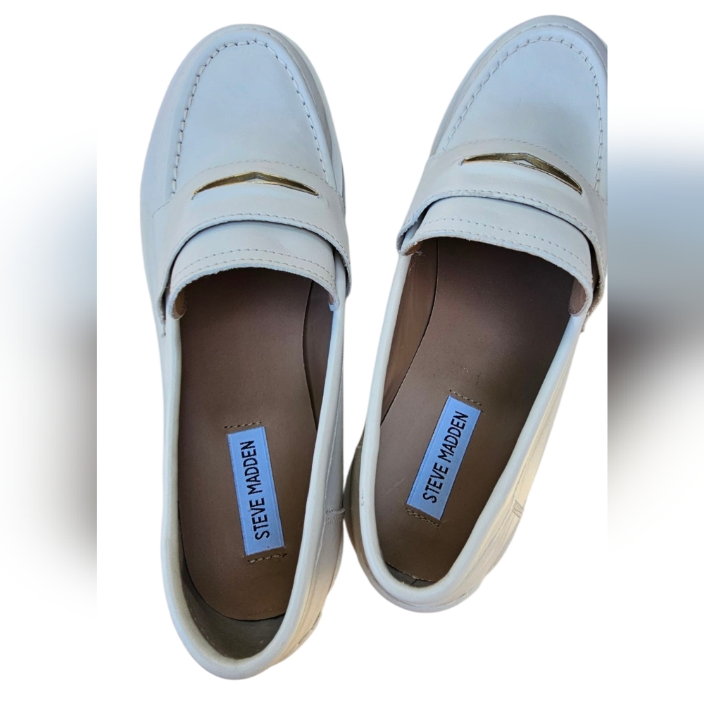 Steve Madden Classic Lawrence Chunky Cream/Bone Leah Slip-On Loafers Shoes NWOT - Picture 5 of 8